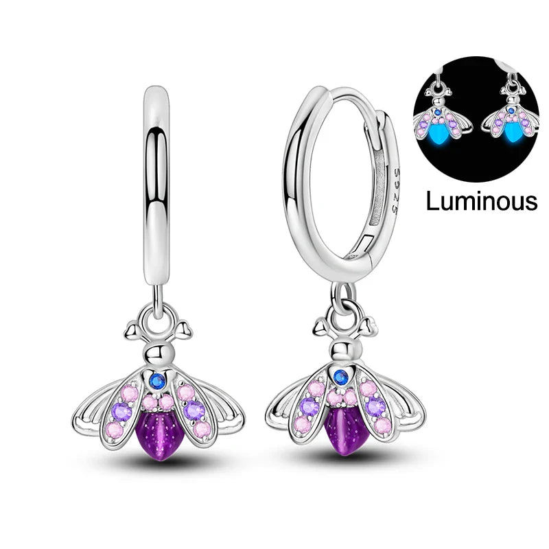 Colorful Butterfly Bee Ladybug Rainbow Flower Earrings in 925 Sterling Silver for Women Fashion Jewelry Gifts
