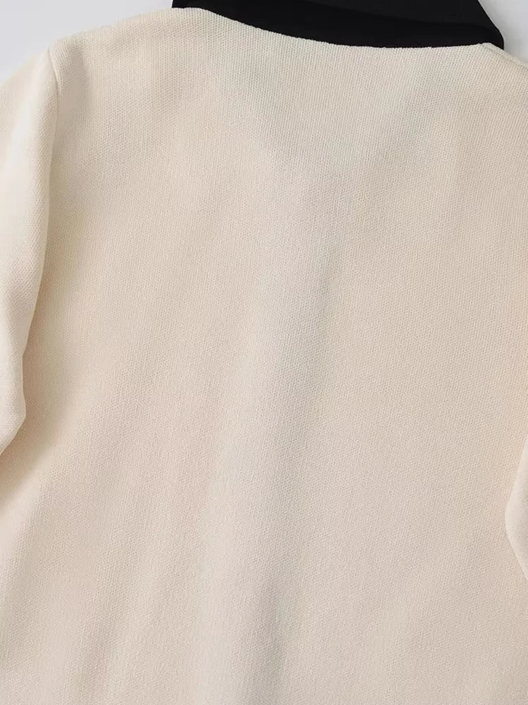 Knitted Mini Dress With Pockets And Golden Buttons For Women