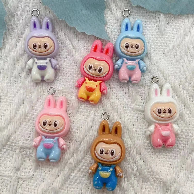 10PCS Kawaii Rabbit Resin Pendants for DIY Necklaces Bracelets Earrings and Keychain Accessories