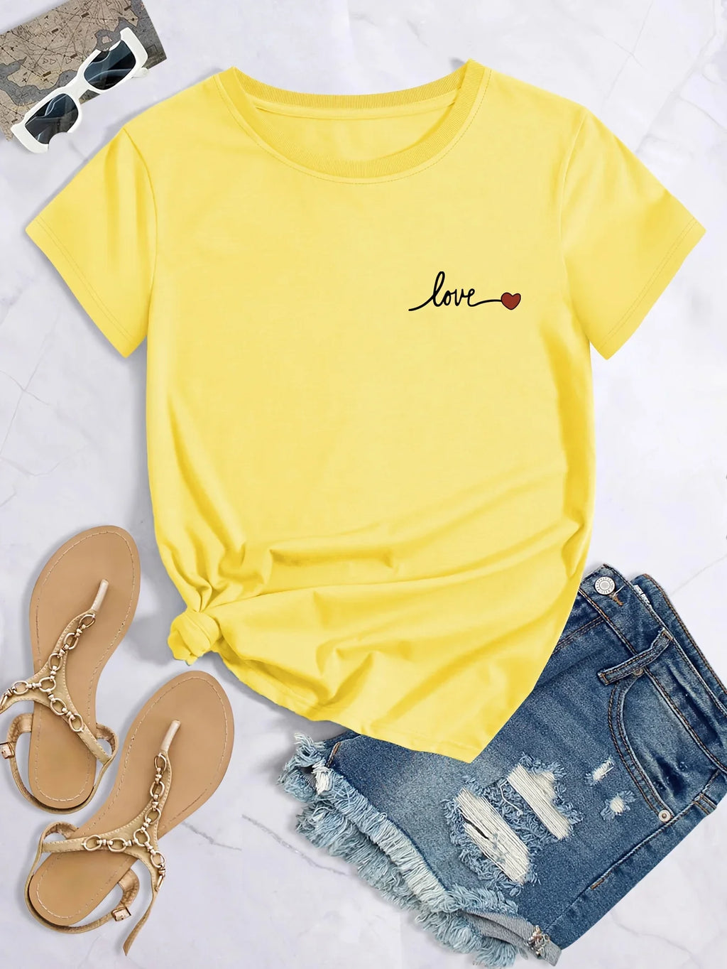 Plus Size Letter Print T-Shirt for Women, Short Sleeve Crew Neck Casual Summer Top