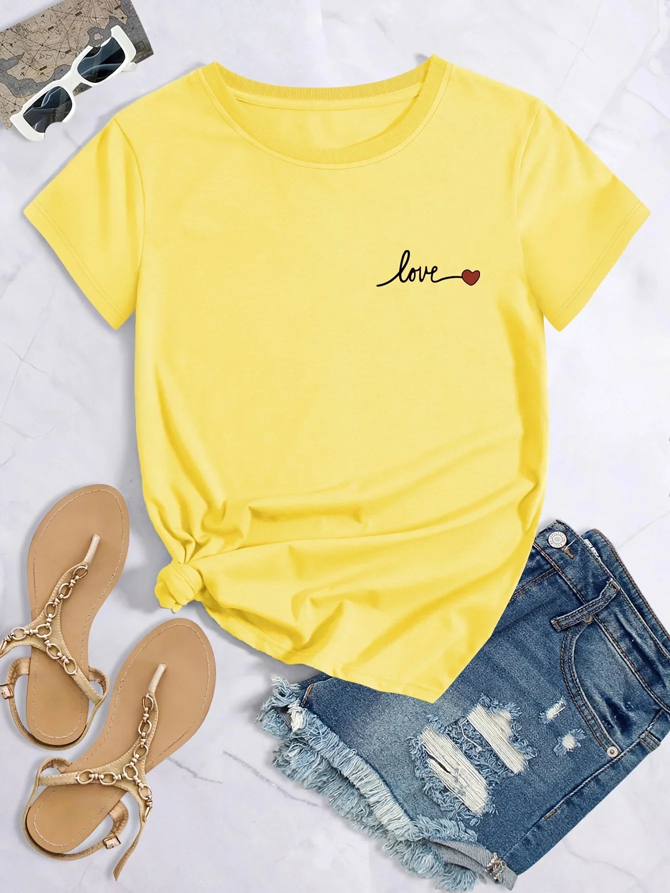 Plus Size Letter Print T-Shirt for Women, Short Sleeve Crew Neck Casual Summer Top