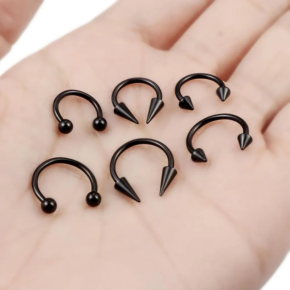 Spike Septum Ring 16G Surgical Steel Piercing Jewelry Vertical Snake Bite Lip Ring for Men and Women 8mm or 10mm