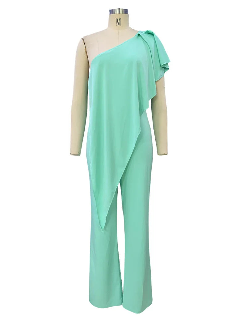 Sleeveless Slash Neck Women's Jumpsuit with Ruffle Details Casual Summer Romper Overalls for Nightclub Party Streetwear