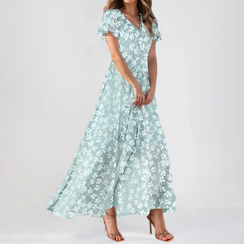 Floral Chiffon Maxi Dress for Summer Wedding Guest Chic