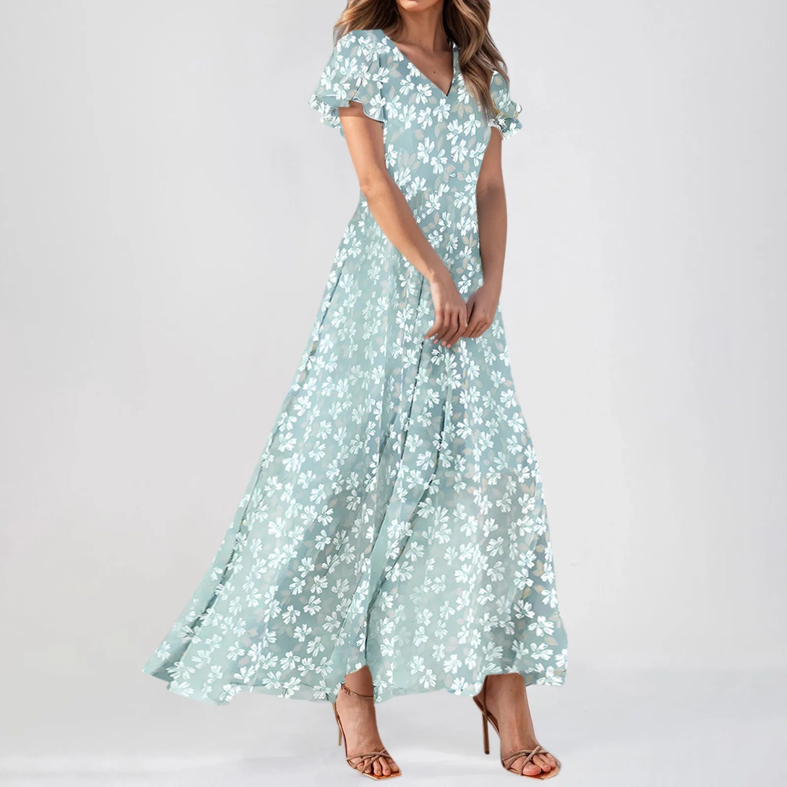 Floral Chiffon Maxi Dress for Summer Wedding Guest Chic
