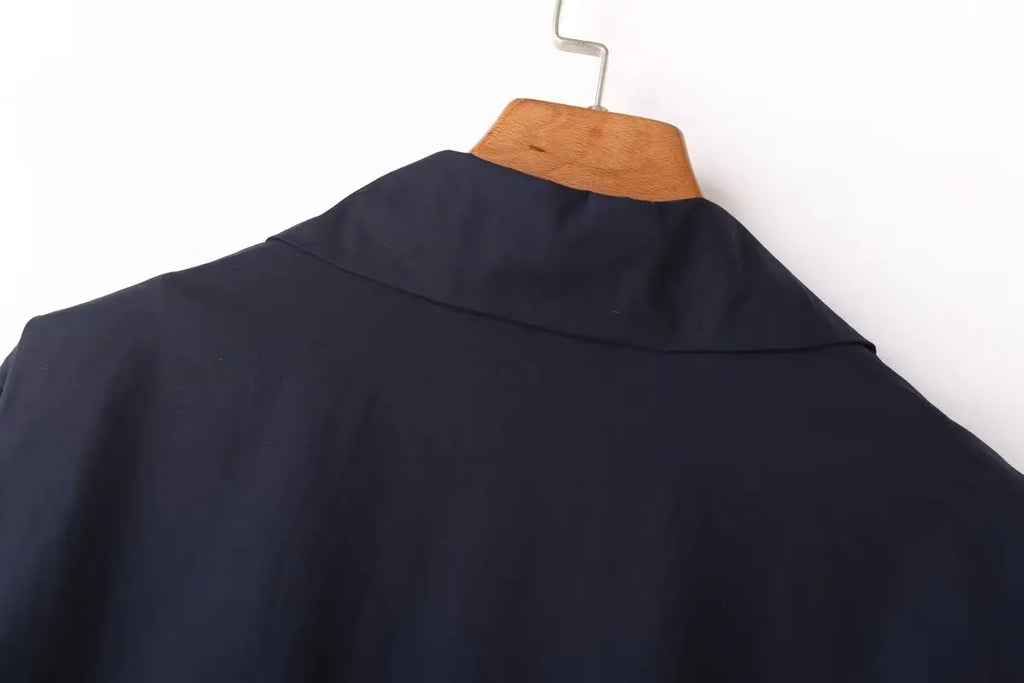 Autumn Women Two-Piece Set Poplin Single Breasted Shirt with High Waist Long Pants Casual Outfit