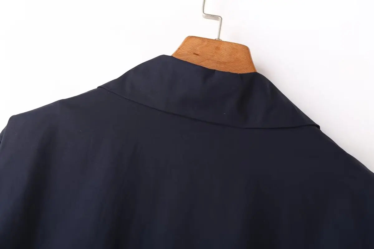 Autumn Women Casual Two Piece Set with Poplin Shirt and High Waist Long Pants