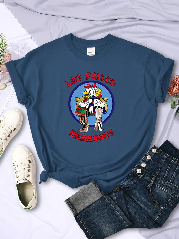 Funny Los Pollos Hermanos T-Shirt for Women Casual Short Sleeve Hip Hop Tee Summer Tops