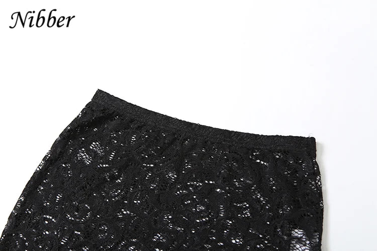 Sexy Mesh Two Piece Set for Women Hipster Mini Camisole and Stretch Skirt Nightclub Party Outfit