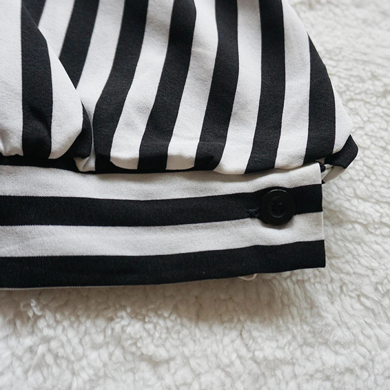 Women Black and White Striped Button Down Shirt Oversized Long Sleeve Boyfriend Blouse Casual Loose Fit Tops for Women