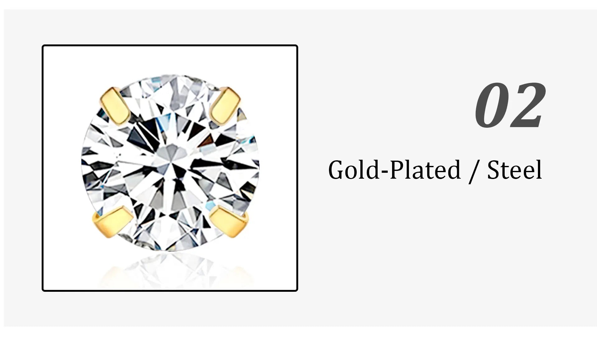 Stainless Steel Crystal Stud Earrings for Men and Women with 4 Prong Round Clear Cubic Zirconia