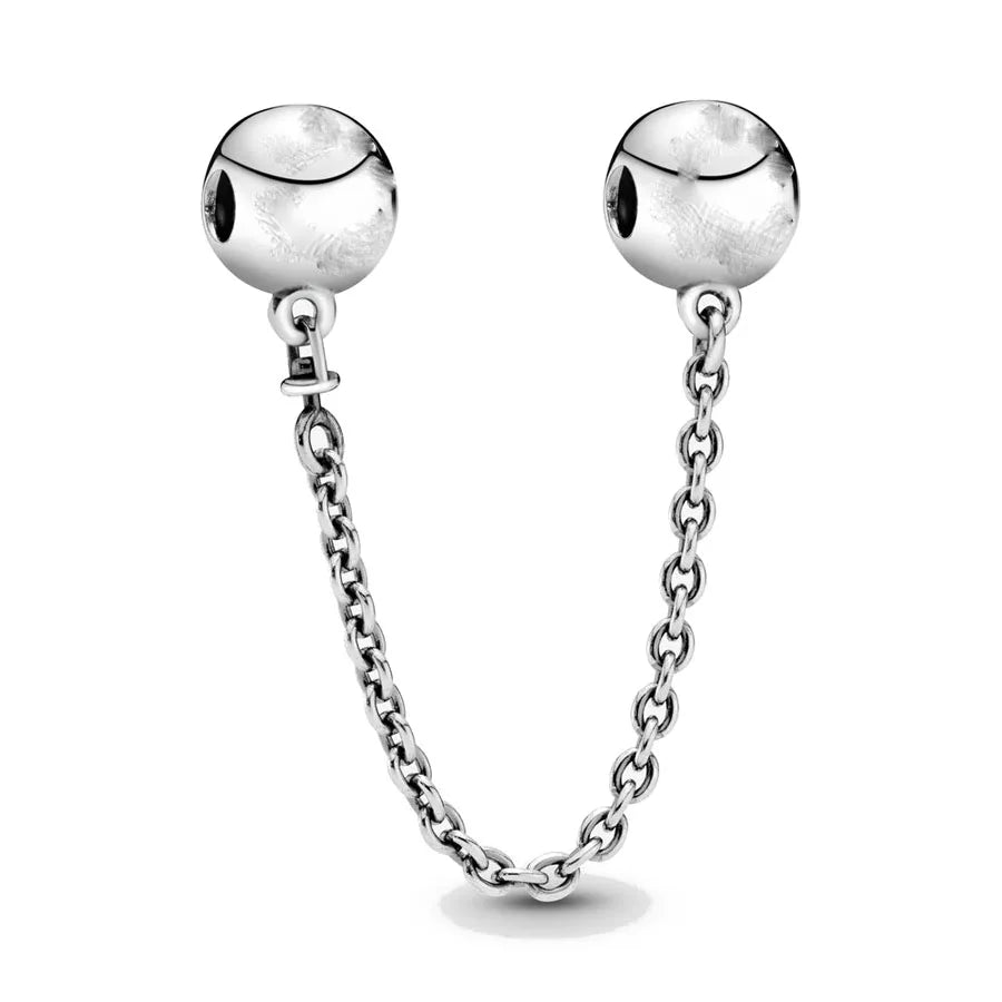 DIY Love Heart Family Safety Chain Bracelet with 925 Silver Star Clip Bead and Flower Charm Gift