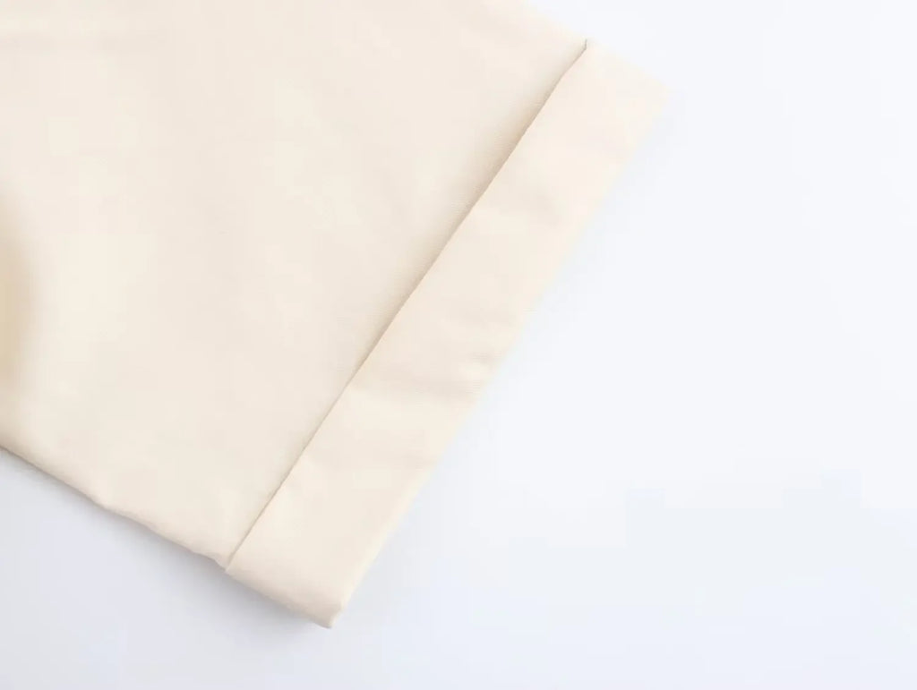 Versatile Women's Slim Fit Short Sleeve Lapel Shirt with Decorative Belt Strap and Curling Detail