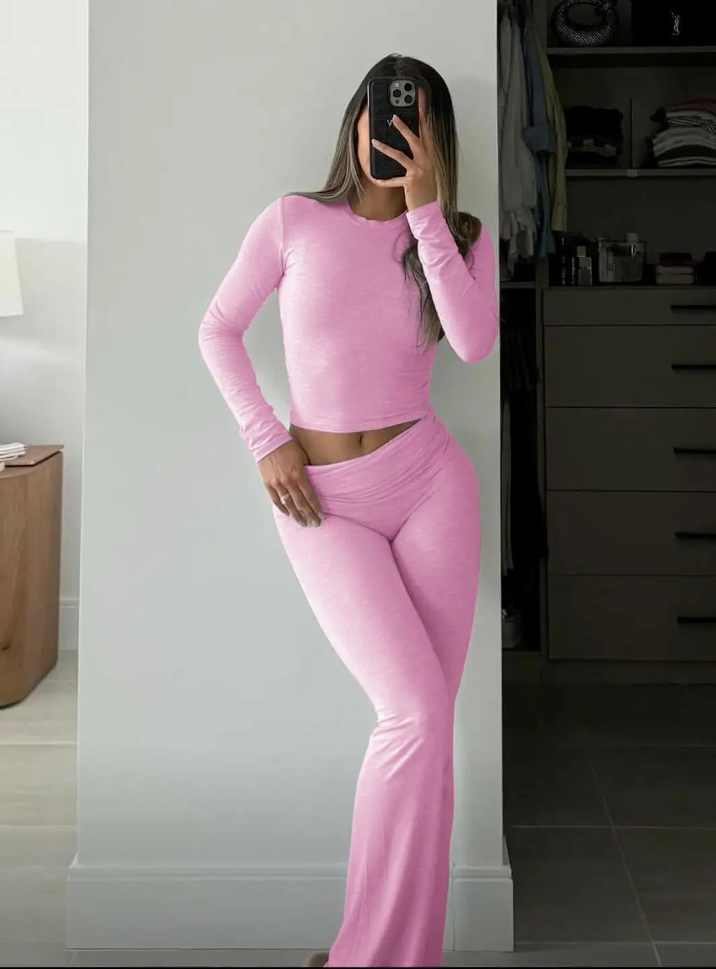 Casual Workout Two Piece Sets for Women Short Sleeve Crop Top and High Waist Flare Pants Tracksuit