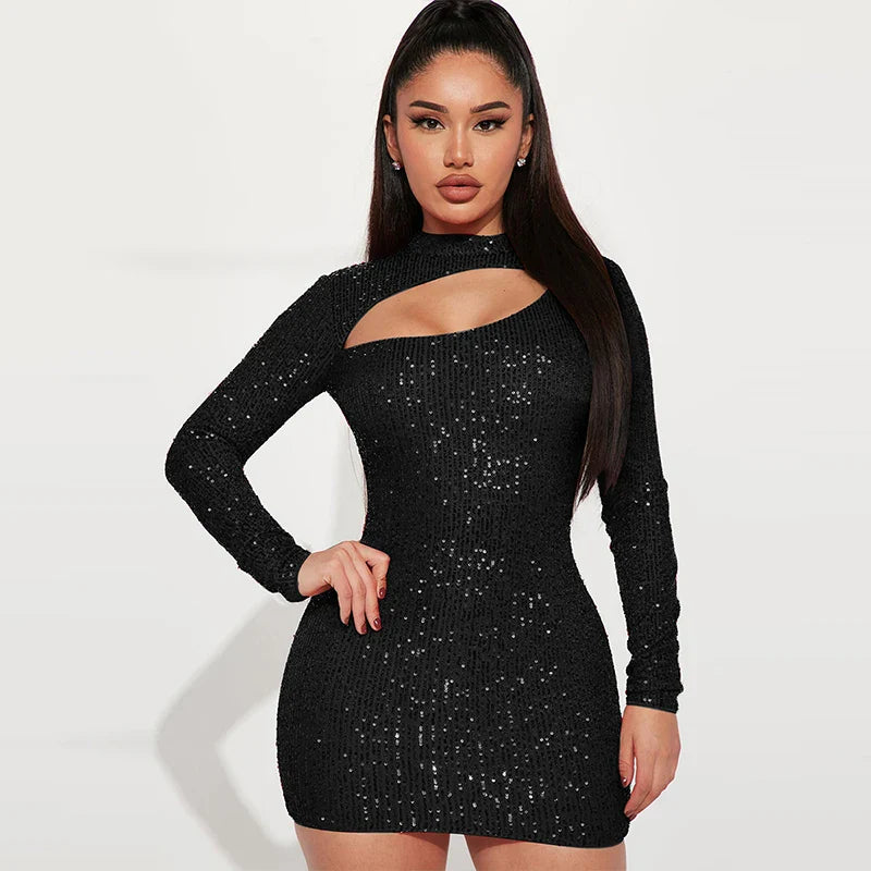 Bodycon Long Sleeve Short Dress For Party Women Slimming