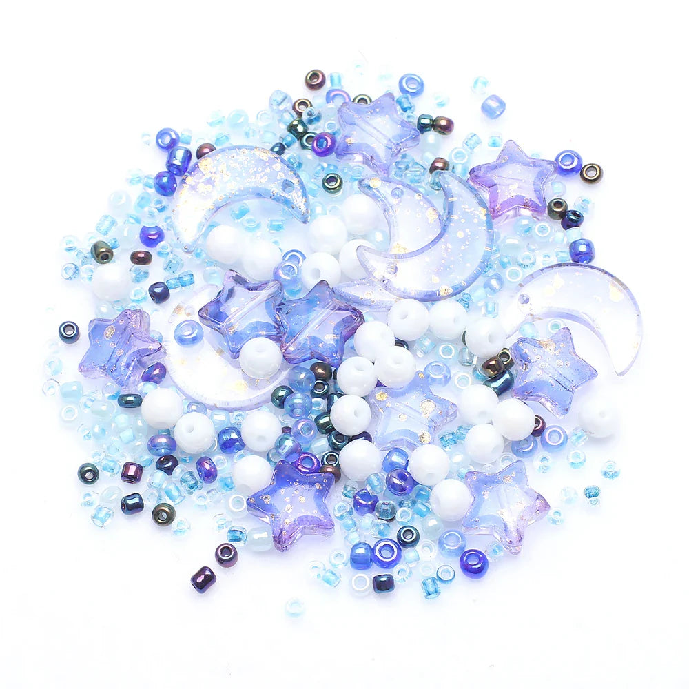Mixed Star and Moon Crystal Glass Beads for DIY Jewelry Making Craft Bracelets Necklaces and Earrings