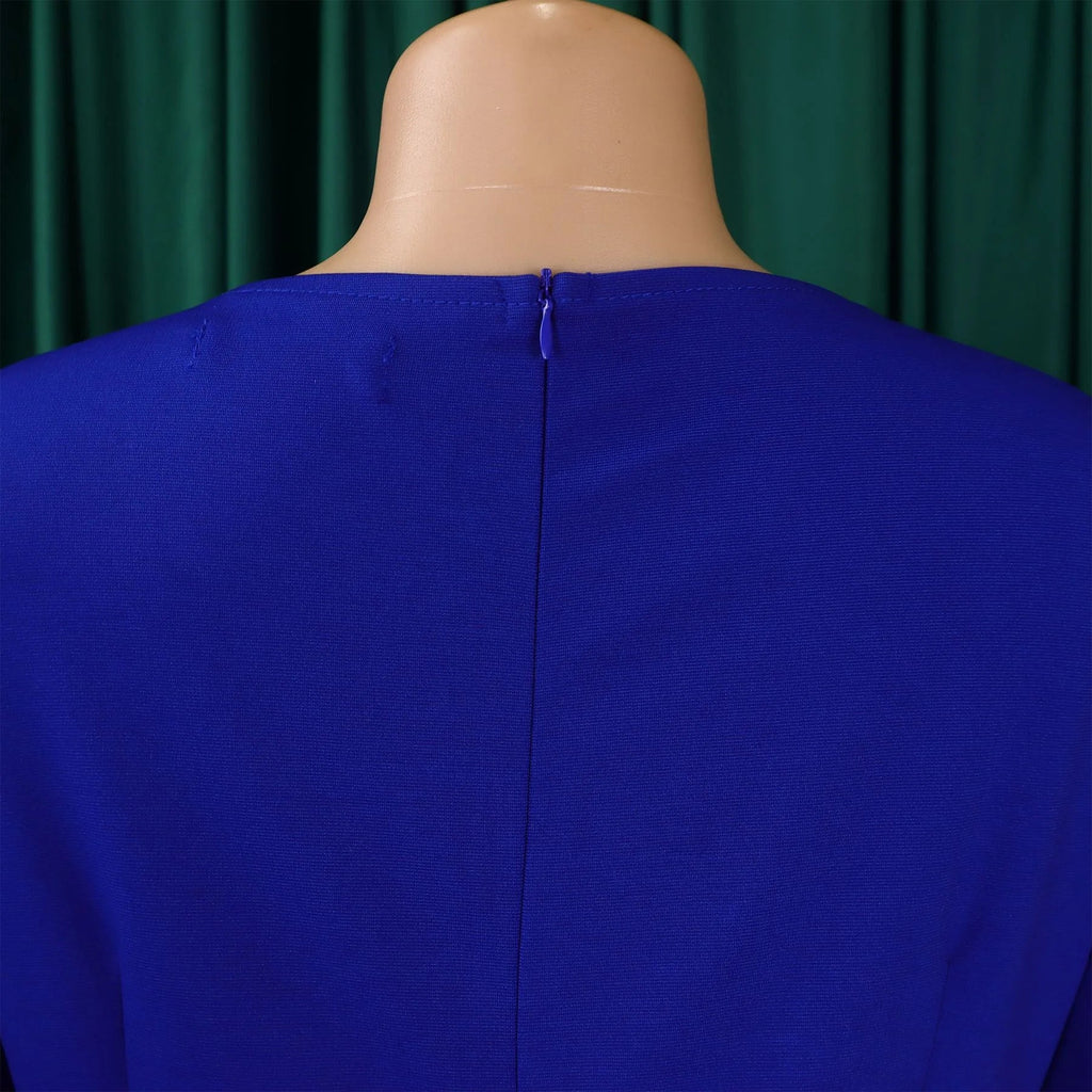 Women's Office Dress Sheath Belted Mid Calf Formal Wear