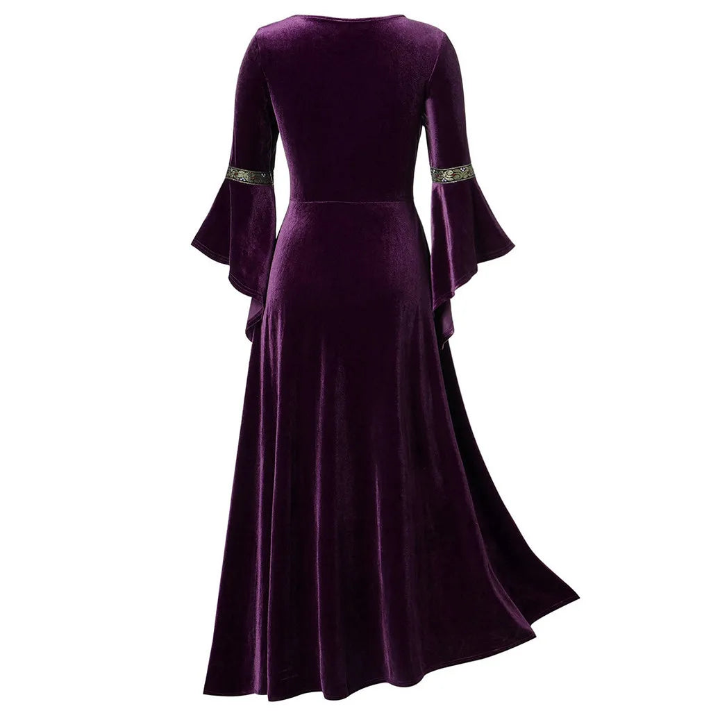 Medieval Cosplay Dress for Women Long Sleeve Elegant Gown