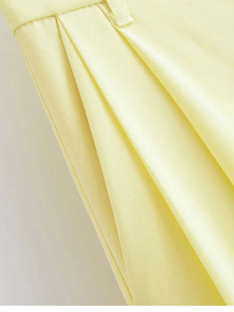 Women Summer Two-Piece Set Solid Halter Camisole Top and Trouser Outfit Elegant Street Style Clothing