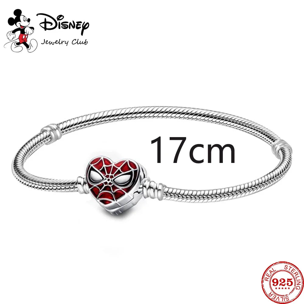 925 Sterling Silver Mickey Minnie Charm Beaded Fit Snake Bracelet DIY Ladies Jewelry