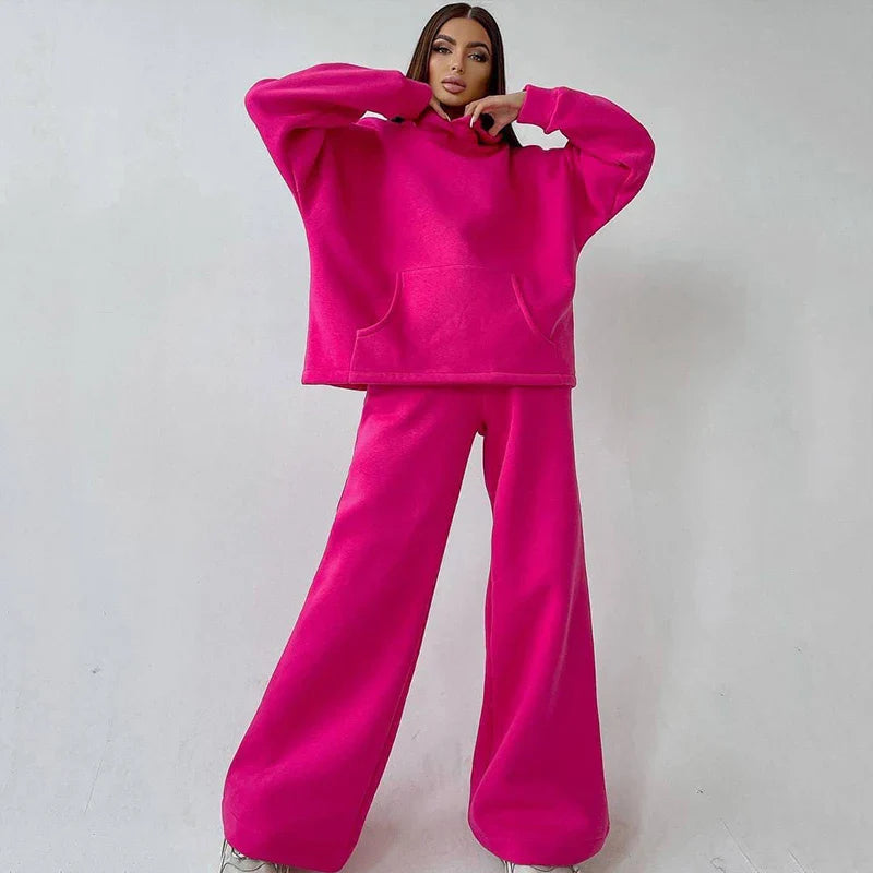 Women Oversized Tracksuit Set with Hoodie and Sweatpants Comfortable Two Piece Outfit