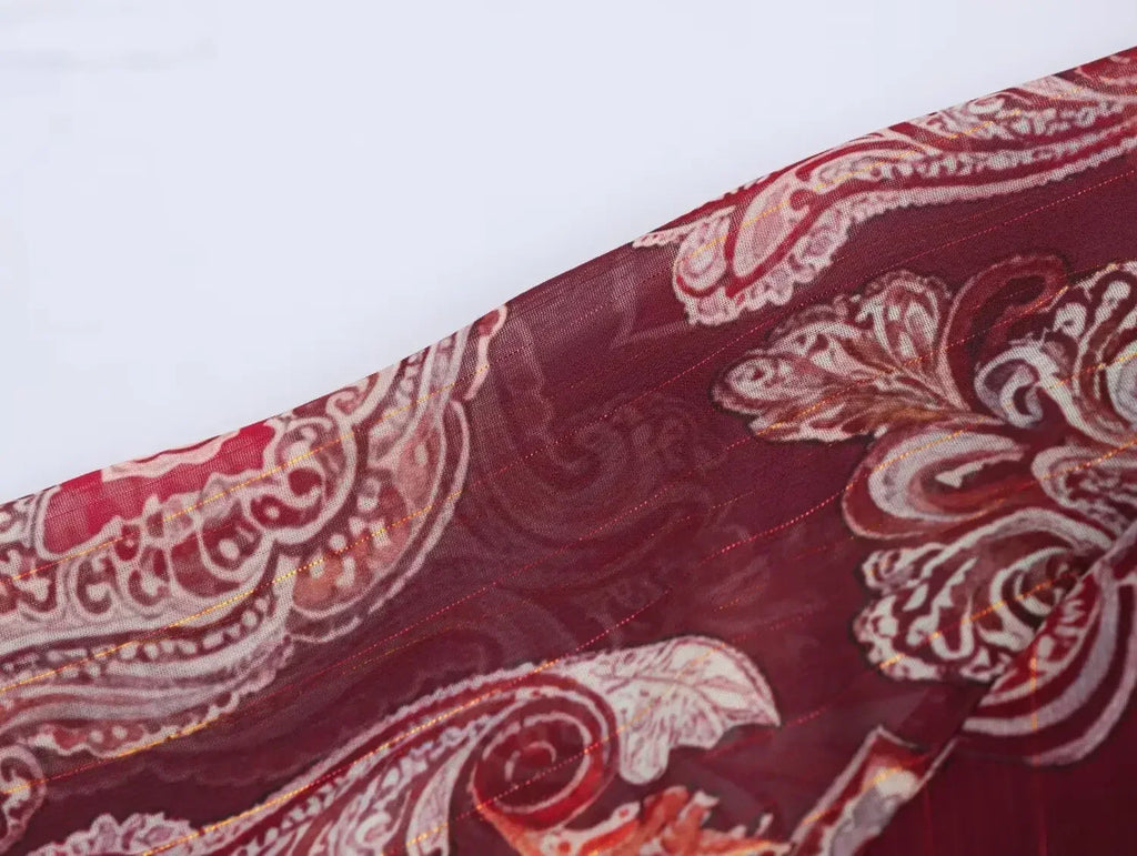 Printed Summer Long Sleeve Midi Dress for Women Chic