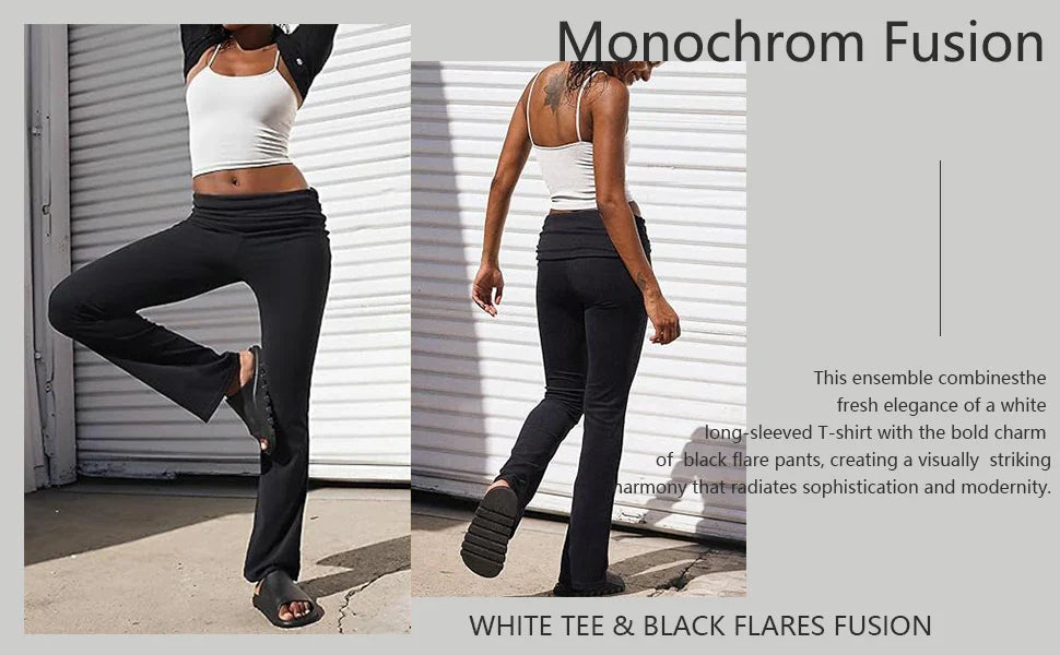 Casual Workout Two Piece Sets for Women Short Sleeve Crop Top and High Waist Flare Pants Tracksuit