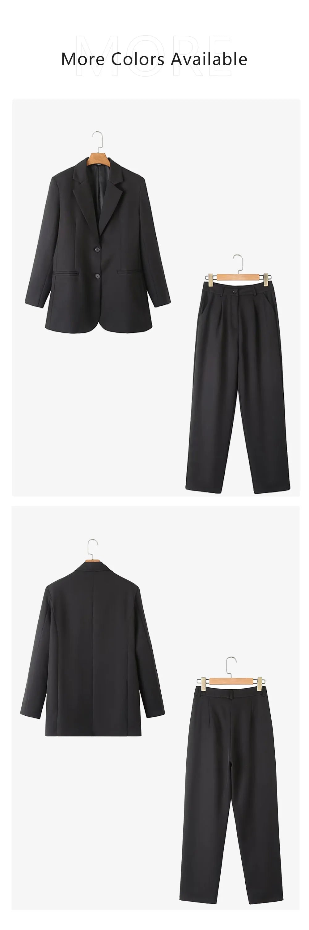 Spring Summer Women's Casual Loose Solid Color Suit Set with Pants and Top