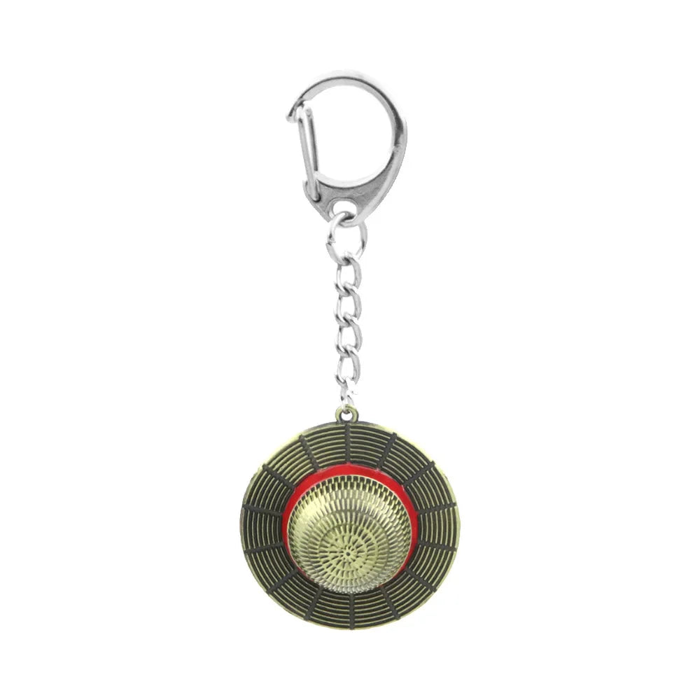 Classic Anime Keychain Straw Hat Pendant Metal Keychain for Cosplay and Collectors