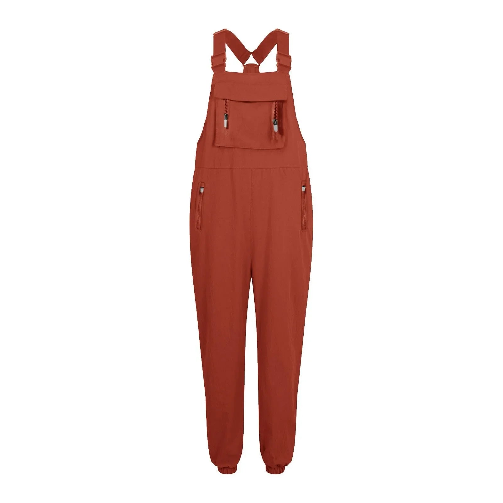 Women's Summer Casual Loose Wide Leg Jumpsuit with Adjustable Straps Pockets and Retro Button Detail Solid Color Sleeveless Overalls