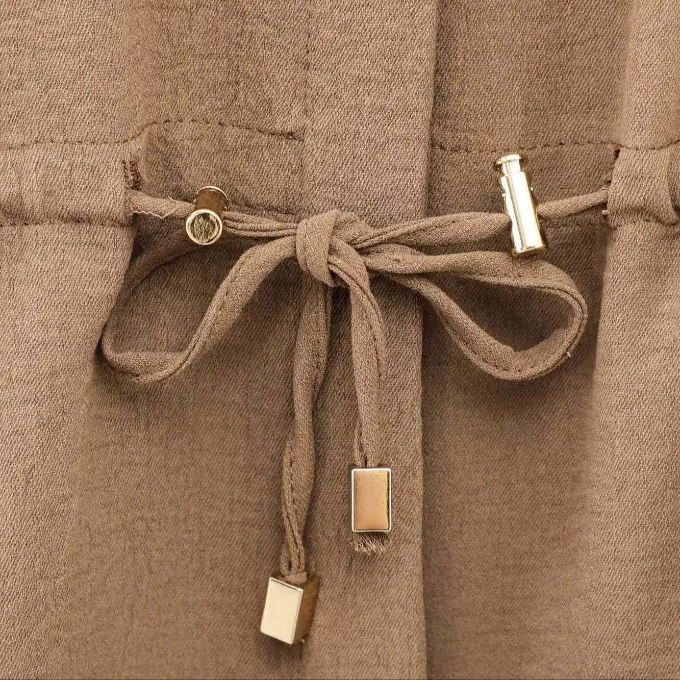 Women's Lace Up Kimono Shirt Top and Elastic Waist Wide Leg Trousers Two Piece Set