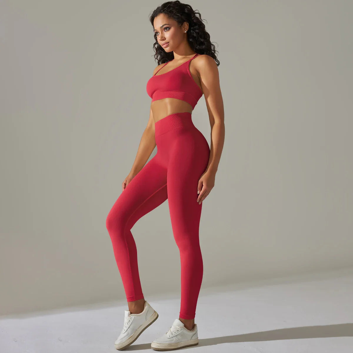 2 Pcs Women Seamless Yoga Set Sexy Gym Fitness Bra and High Waist Push Up Leggings Workout Sportswear Activewear Set