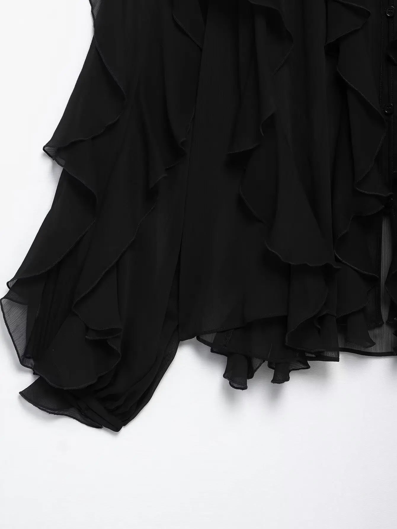 Women's Burgundy Ruffle Layer Casual Blouse Long Sleeve Loose Fit Button-Front Shirt High Street Fashion Top