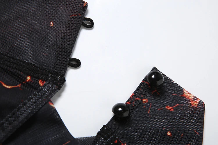 Colorful Mesh Print Jumpsuit for Women Sheer Backless Summer Clubwear Peach Buttocks Contour Tight Fit Overalls