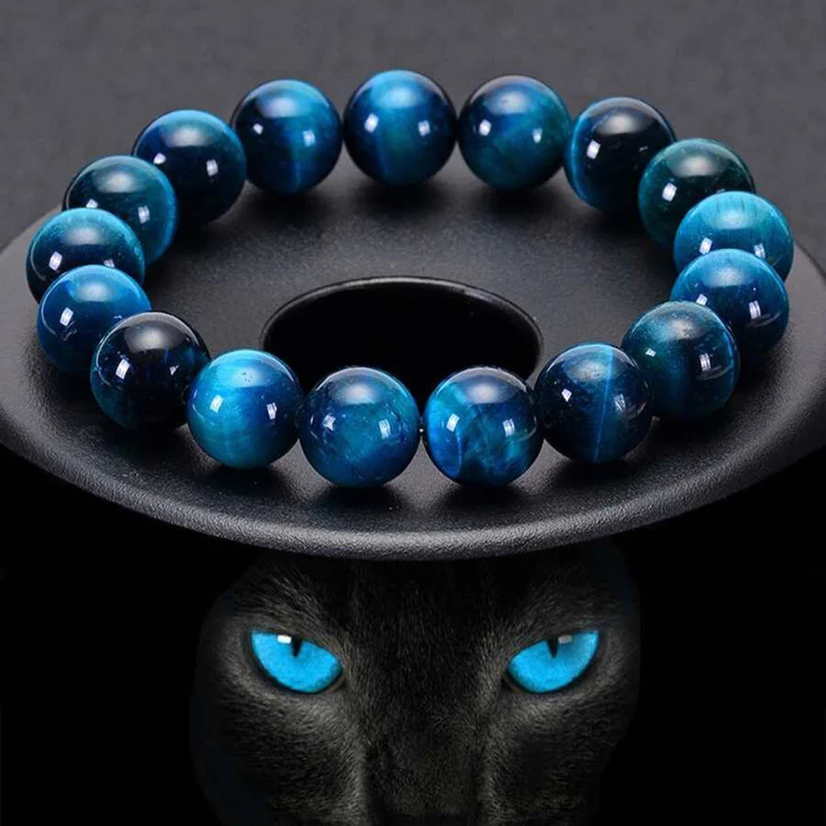 Minimalist Blue Tiger Eye Stone Beaded Bracelet for Daily Decoration - Natural Round Beads in 6mm, 8mm, and 10mm Sizes