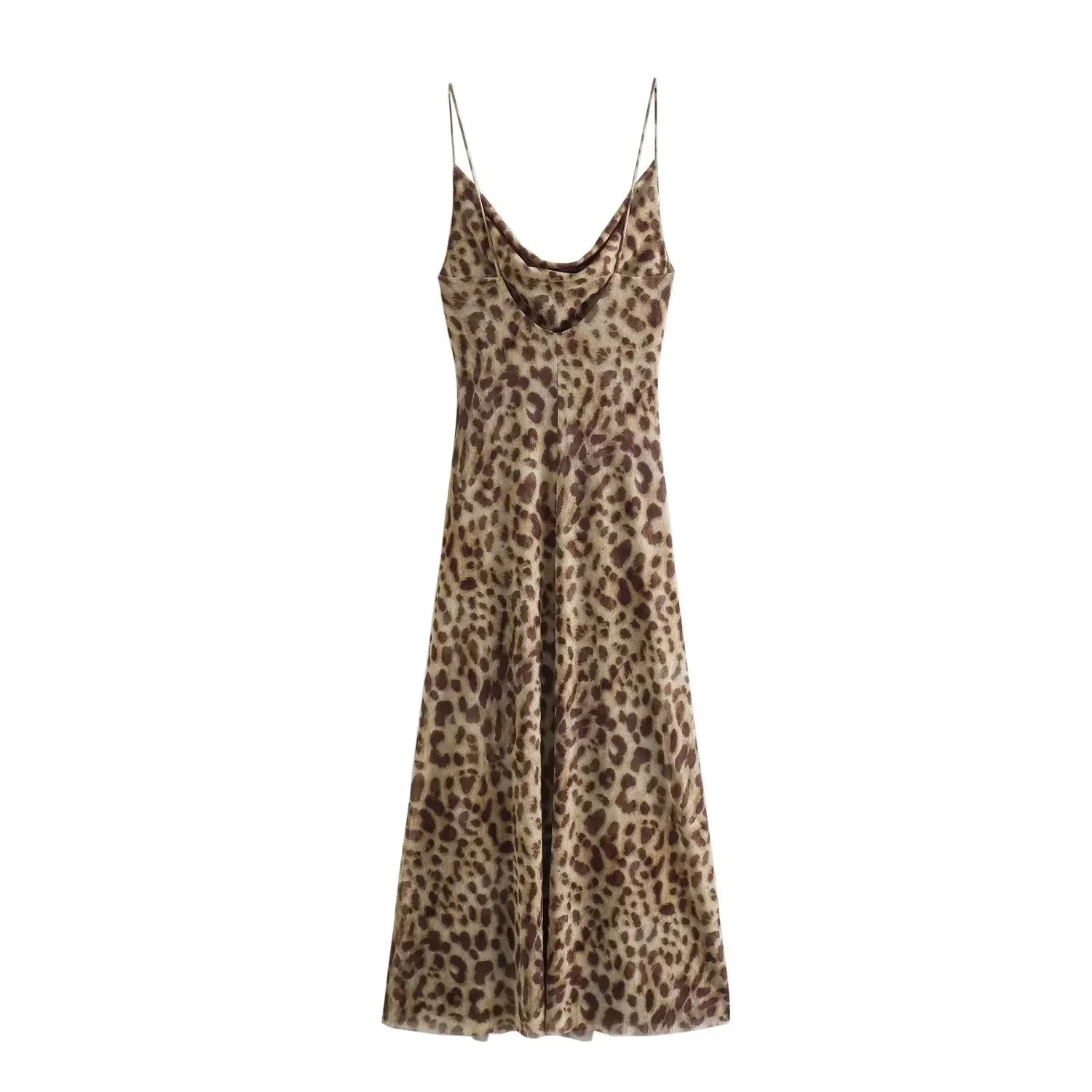 Leopard Zebra Print Tulle Slip Dress Midi Backless Party