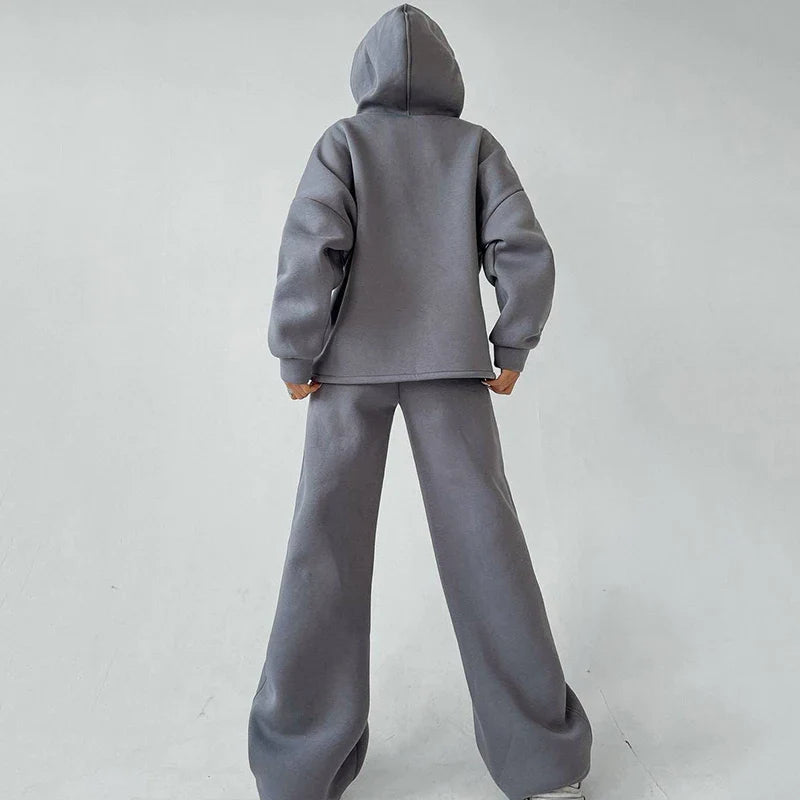 Women Oversized Tracksuit Set with Hoodie and Sweatpants Comfortable Two Piece Outfit