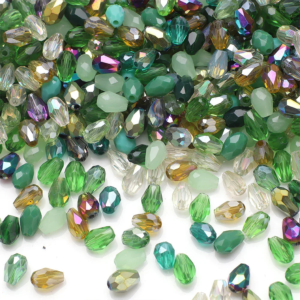 100 Pieces 4x6mm AB Mixed Color Tear Drop Faceted Crystal Glass Beads for Jewelry Making and DIY Crafts