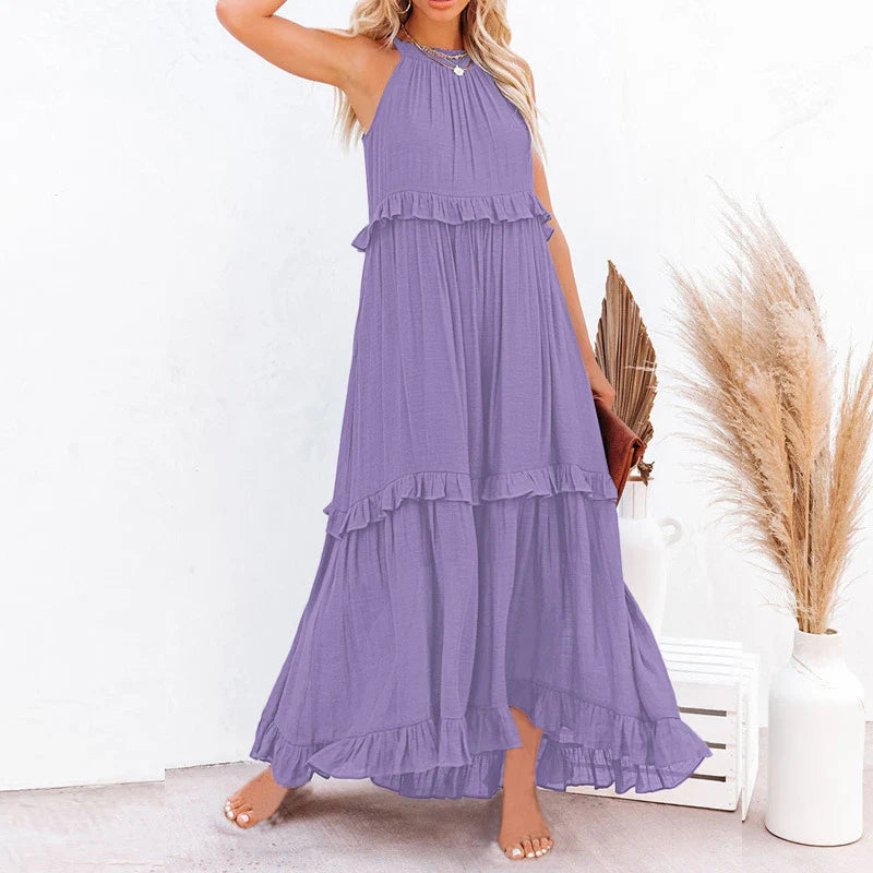 Summer Sleeveless Maxi Dress With Irregular Hem For Holiday