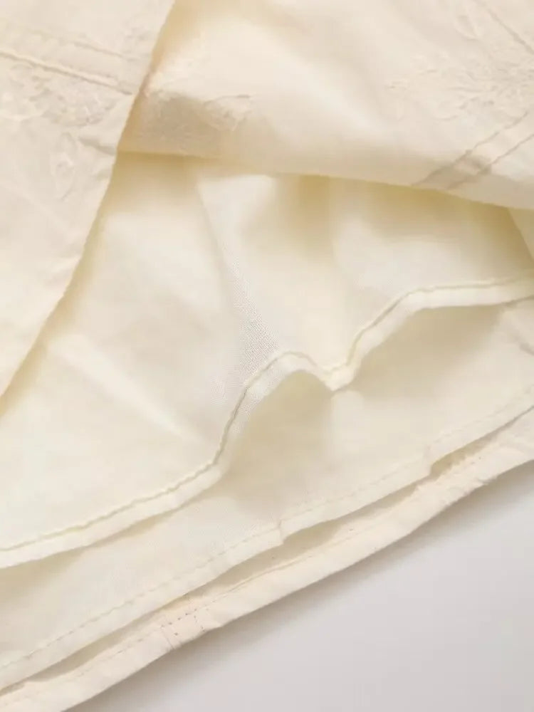 Floral Embroidery Bow Slip Mini Dress With Spaghetti Straps