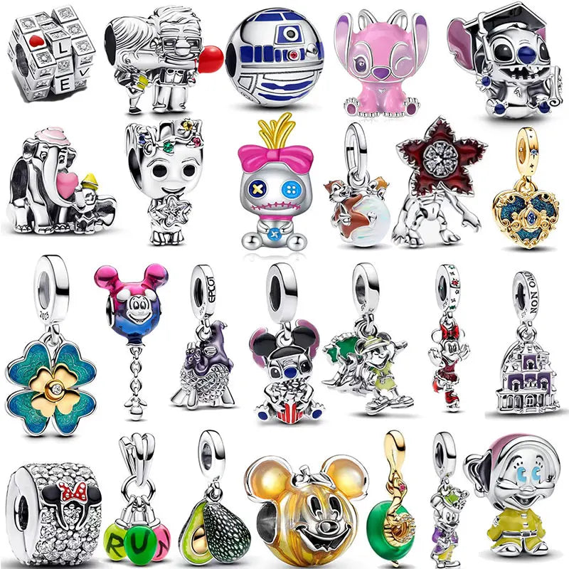 925 Sterling Silver Disney Pendant Beads for DIY Bracelets Perfect Women's Fashion Gift