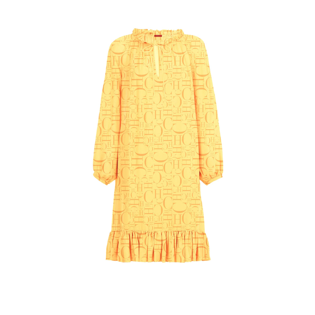 Women's Round Neck Print Dress Loose Casual Long Sleeve