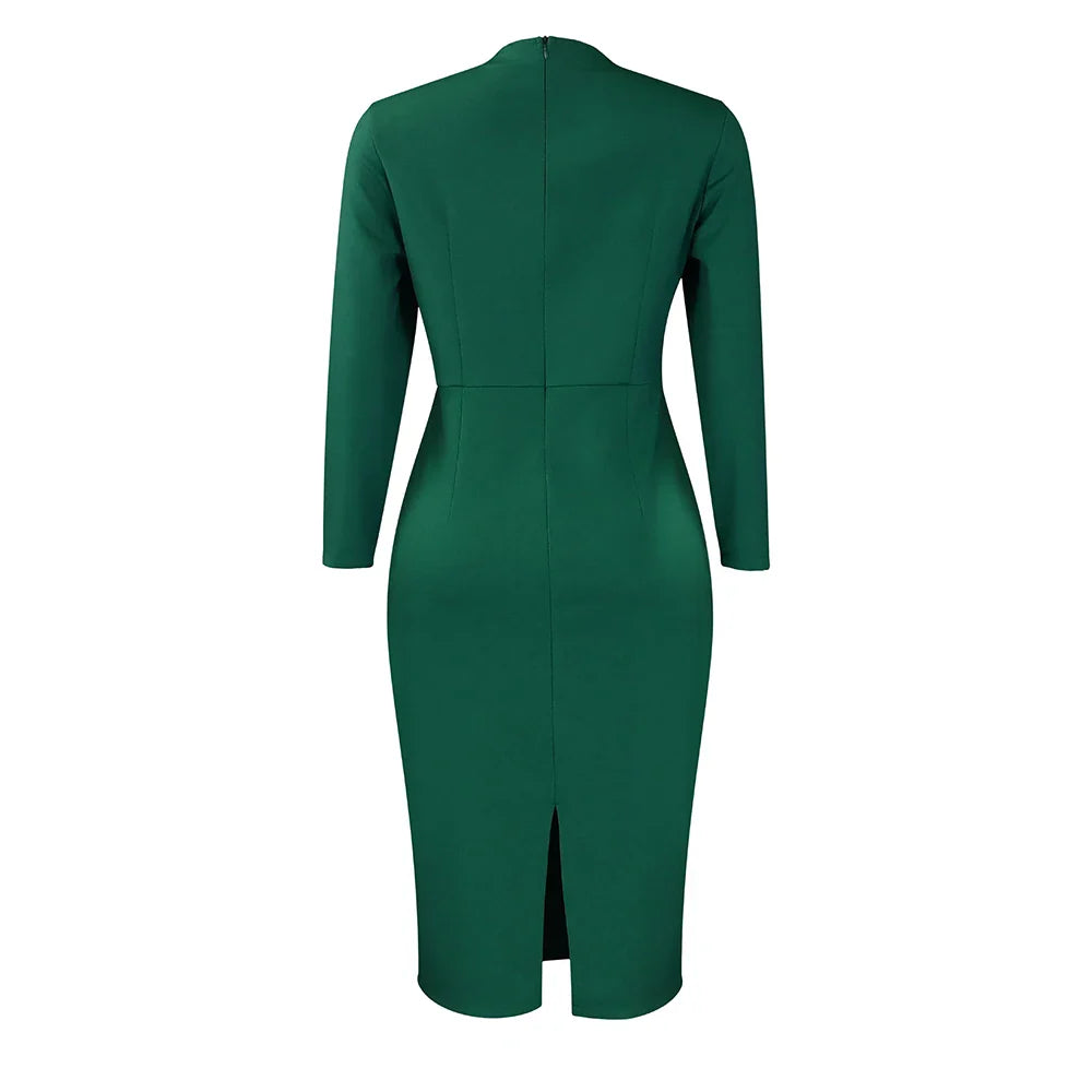 Office Dress For Women Professional O Neck Striped Sheath