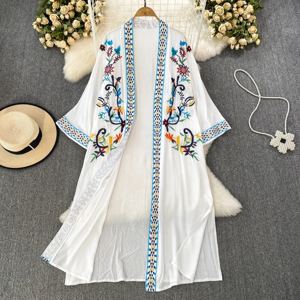 Bohemian Embroidered Floral Dress For Women Beachwear