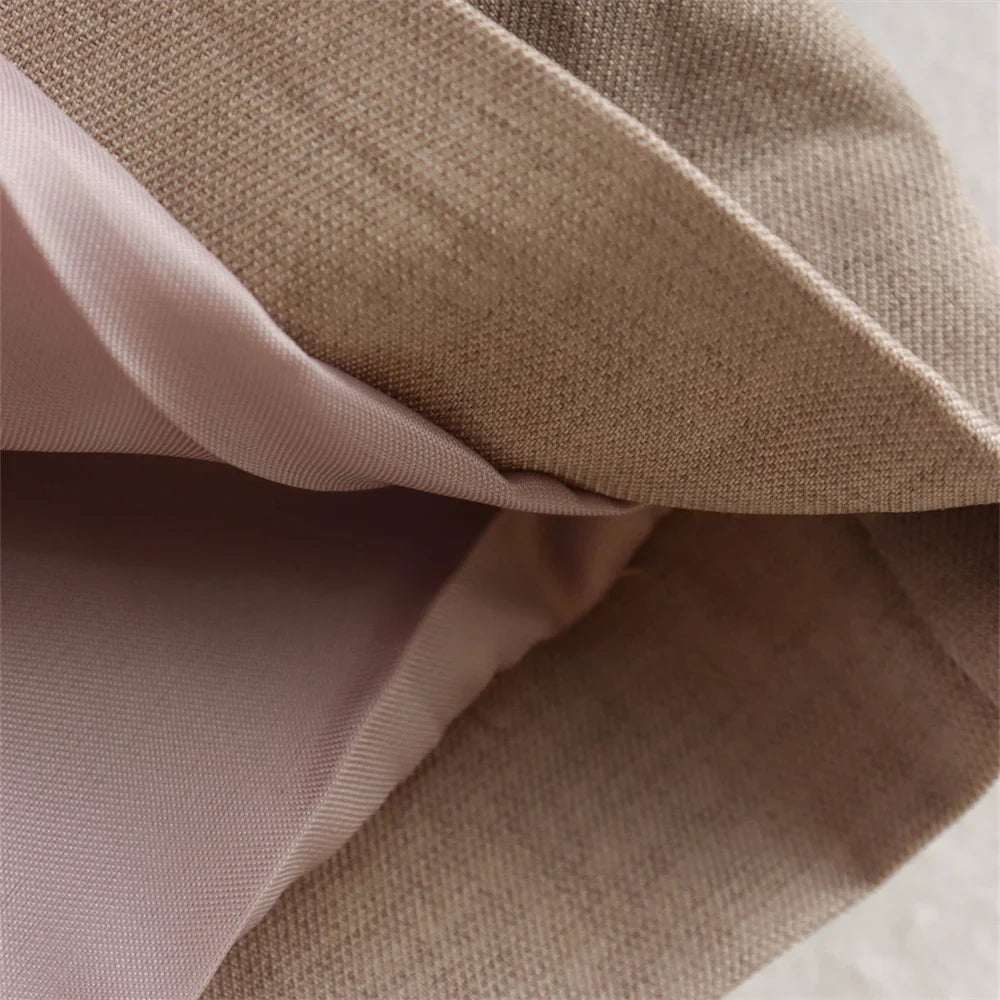 Women's Fashion Casual Double Pocket Coat and High Waist Wide Leg Pants Set