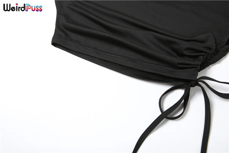 Weird Puss Skew Collar Elegant Women Two Piece Set Stretch Short Sleeve Crop Top and Bandage Maxi Skirt Matching Outfit