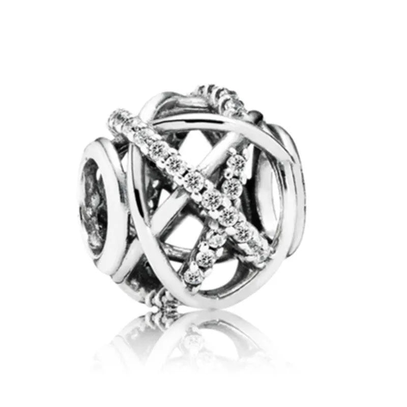 925 Sterling Silver Family Tree Heart Pendant Beads for DIY Bracelets