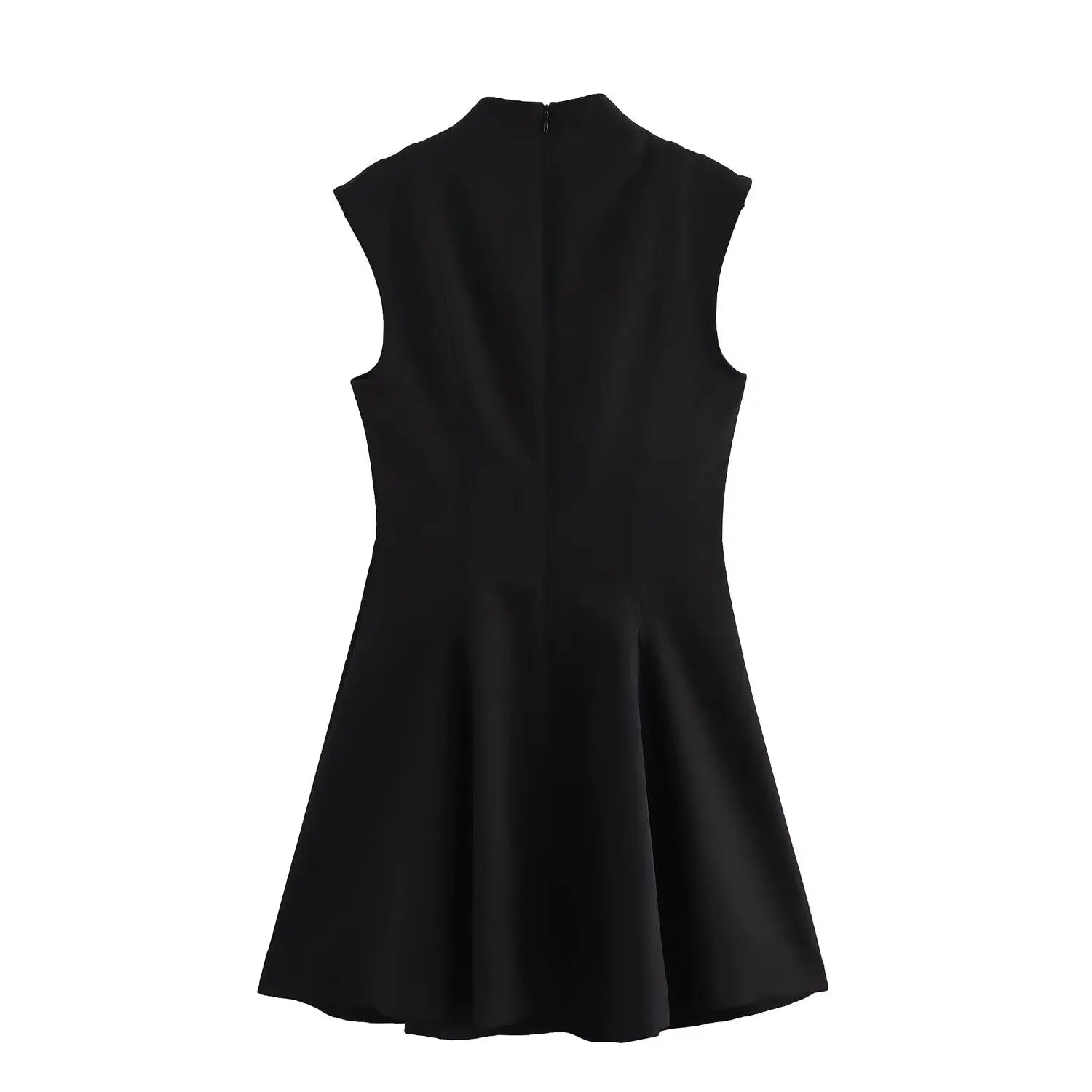 Womens Pleated Sleeveless Party Dress with Back Zipper