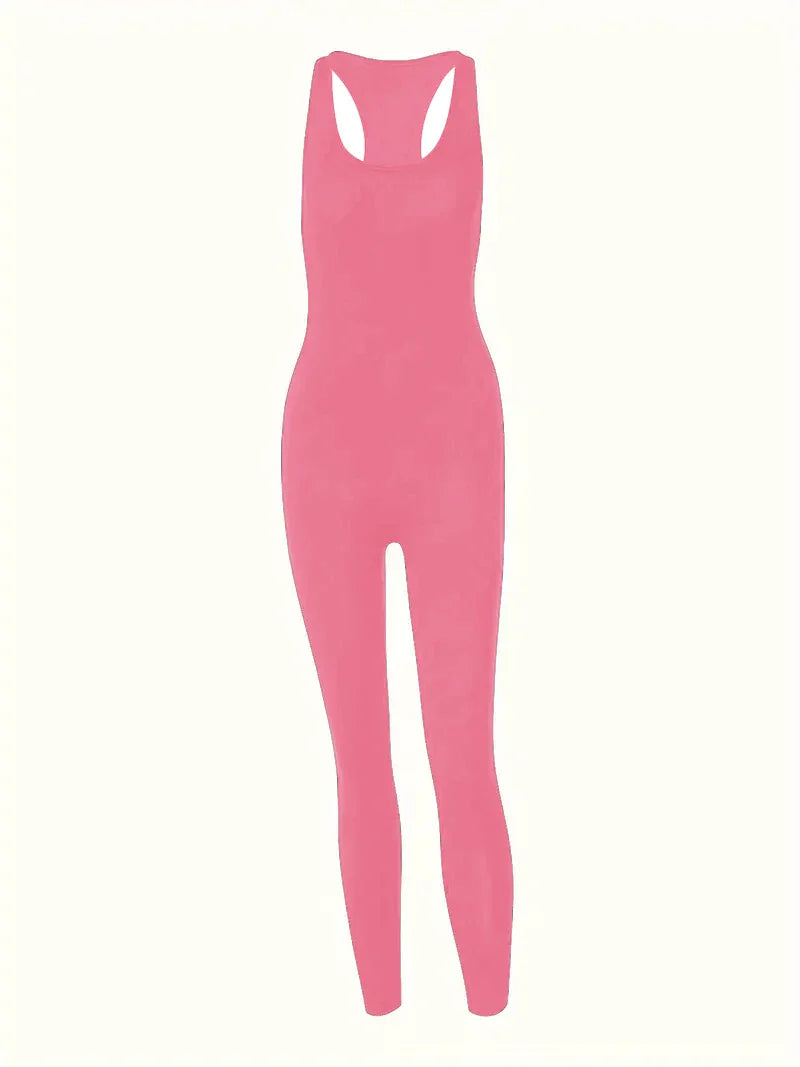 Sleeveless Hollow Out Solid Bodycon Jumpsuit Women Summer Fashion Streetwear Romper Sportswear