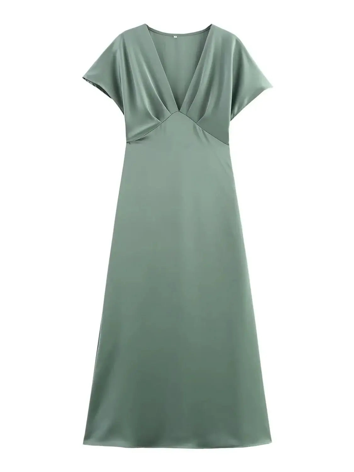 Satin V Neck Long Dress For Women Elegant Party Gown